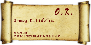 Ormay Kiliána névjegykártya